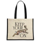 Wild Giggles Keep Your Hare On Cream & Black Jute Bag