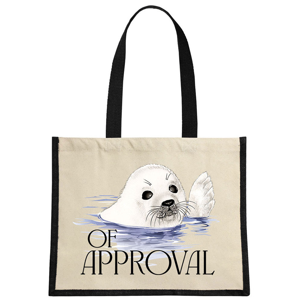 Wild Giggles Seal Of Approval Cream & Black Jute Bag