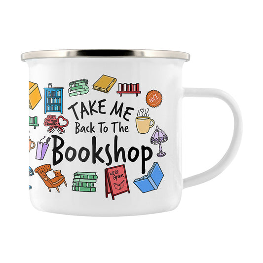 Take Me Back To The Bookshop Enamel Mug