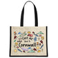 Take Me Back To Cornwall Cream & Black Jute Bag