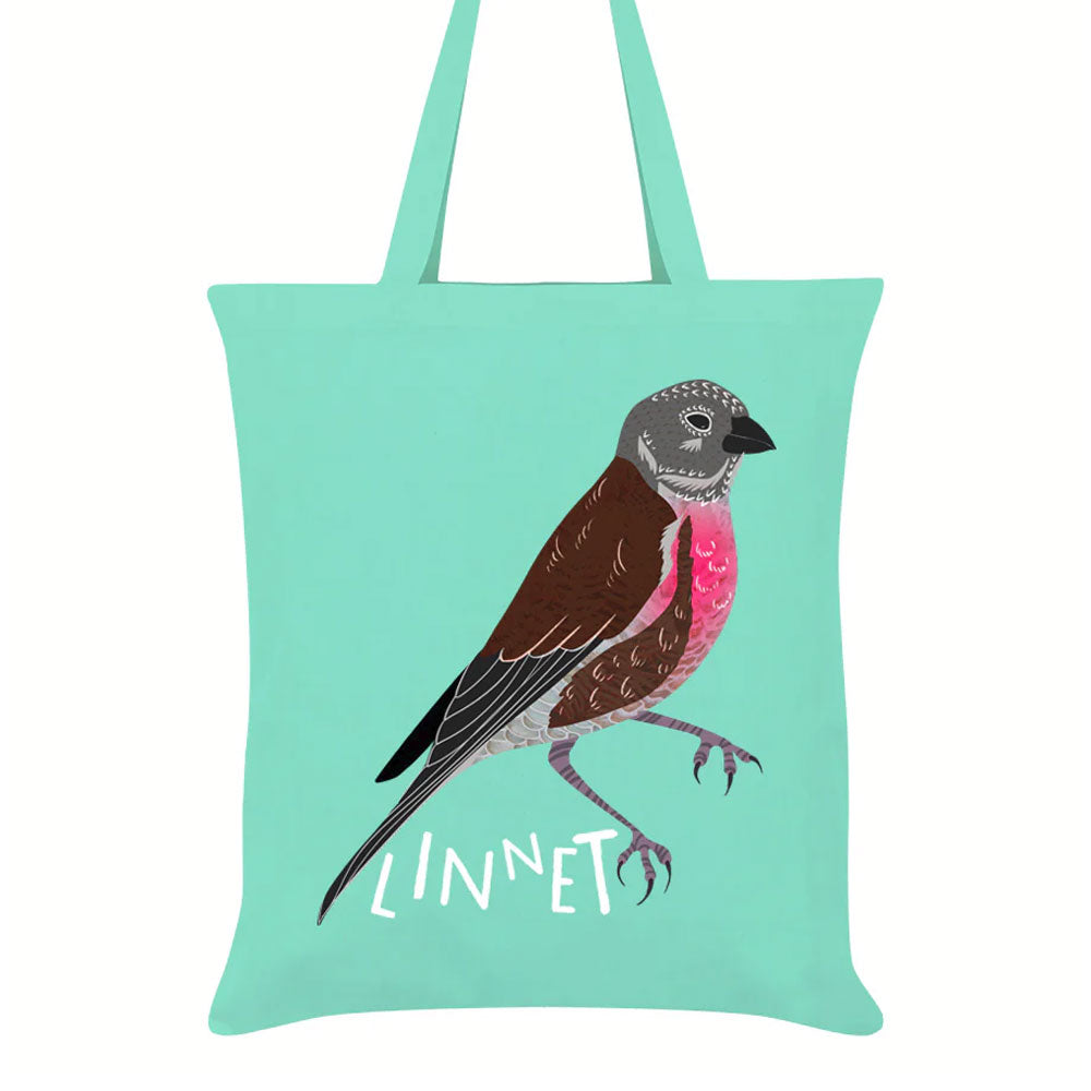Birds Of The UK Linnet Mint Green Tote Bag