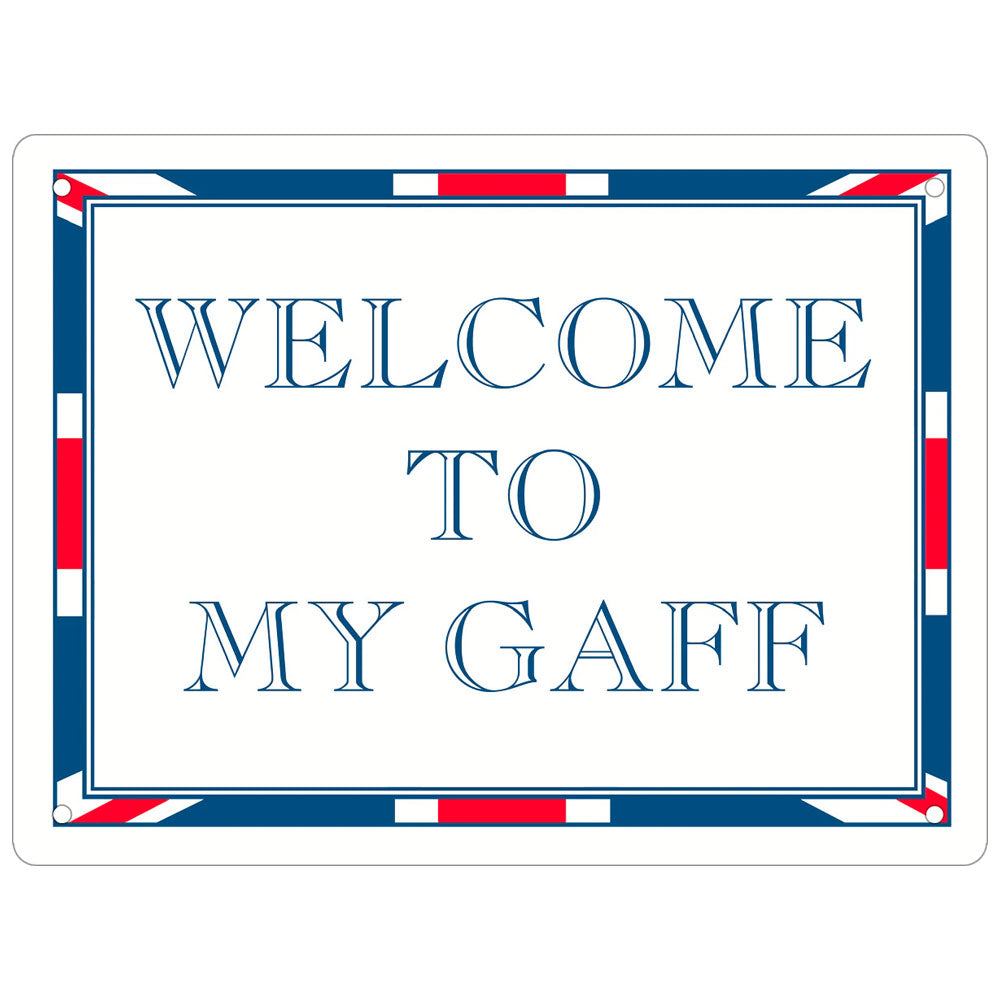 Sign Lettering Gaffs Welcome To My Gaff Mini Tin Sign – Buy at Stubbs Mugs