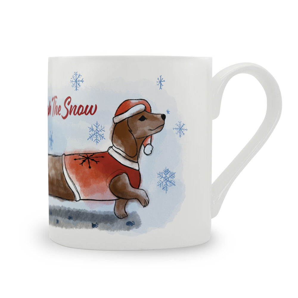 Dachshund Through The Snow Large Bone China Mug - 350ml