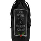 Wish You A Merry Xmas Black Cotton Bottle Bag