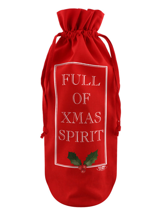 Full Of Xmas Spirit Red Cotton Cotton Bottle Bag