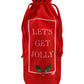 Let's Get Jolly Red Cotton Bottle Bag