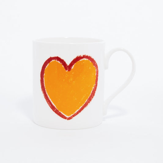 Orange Heart With Red Border Mug