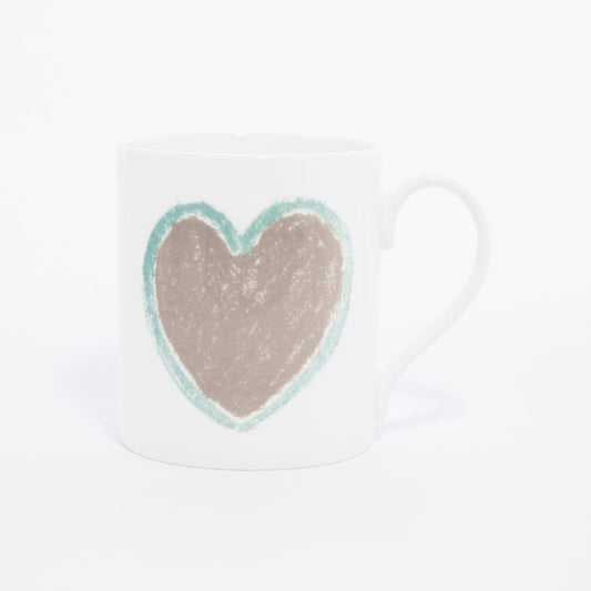 Grey Heart With Turquoise Border Mug