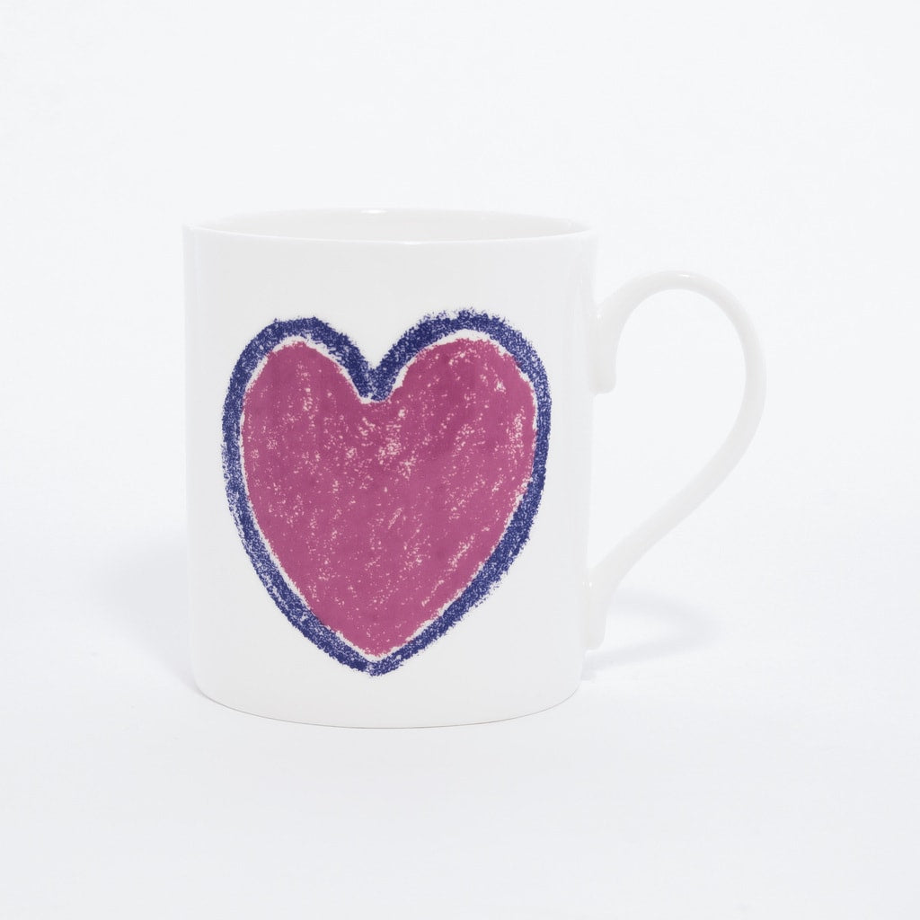 Pink Heart With Purple Border Mug